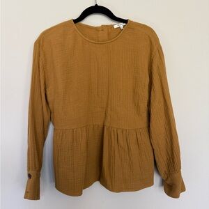 Small Madewell Lightspun Button Back Cotton Gauze Peplum Top